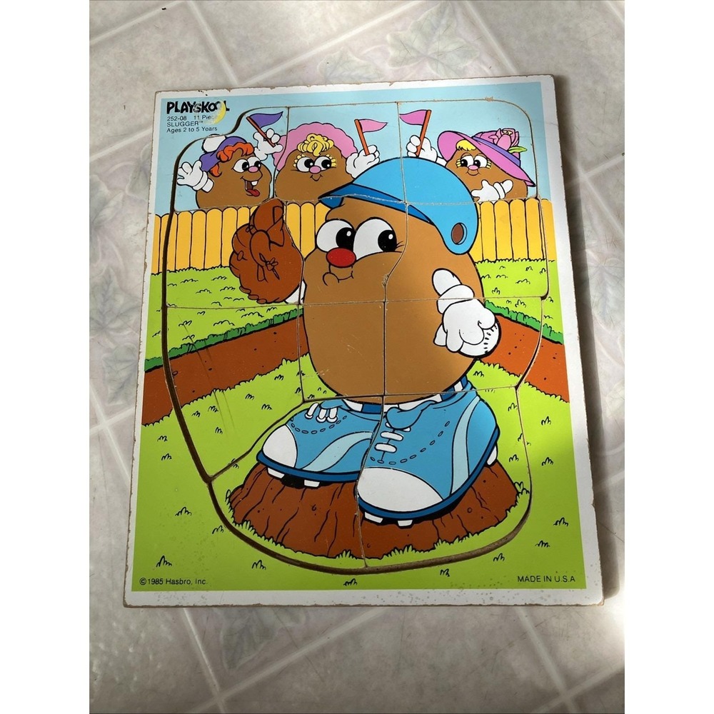 Vintage 1985 Playskool‎ Potato Head Kids Slugger Wooden Puzzle 11 Pieces 252-08
